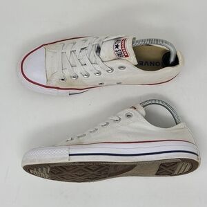 Converse Chuck Taylor Low Top All-Stars Womens 8 White Blue Red Canvas Shoes GUC